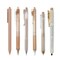 Wrapables Retractable Rollerball Pens and Highlighter Set, 0.5mm Black Gel Ink Pens for Home, Office, Stationery (Set of 6)